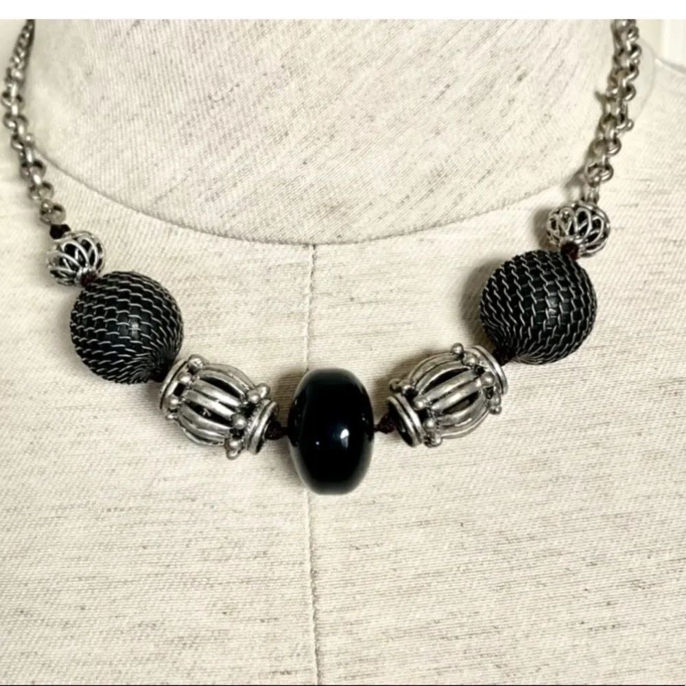 Lucky Brand Black and silver tone beaded necklace